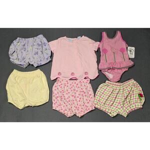 Vintage Set of 6 Clothes Baby Girl 18 Month Bloomers, Swimsuit, Outfit